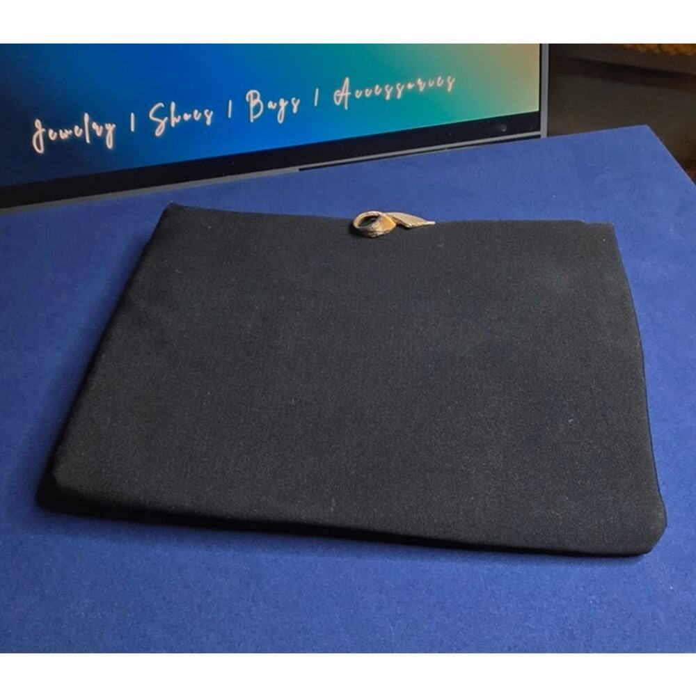 Vintage HL Harry Levine Admiral Black Evening Clutch with Mini Coin Purse - Picture 2 of 13